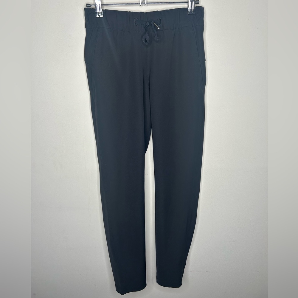Lululemon On The Fly Pant Woven 27" Black Straight Leg Scrub Pant Drawstring 2 - Picture 2 of 14